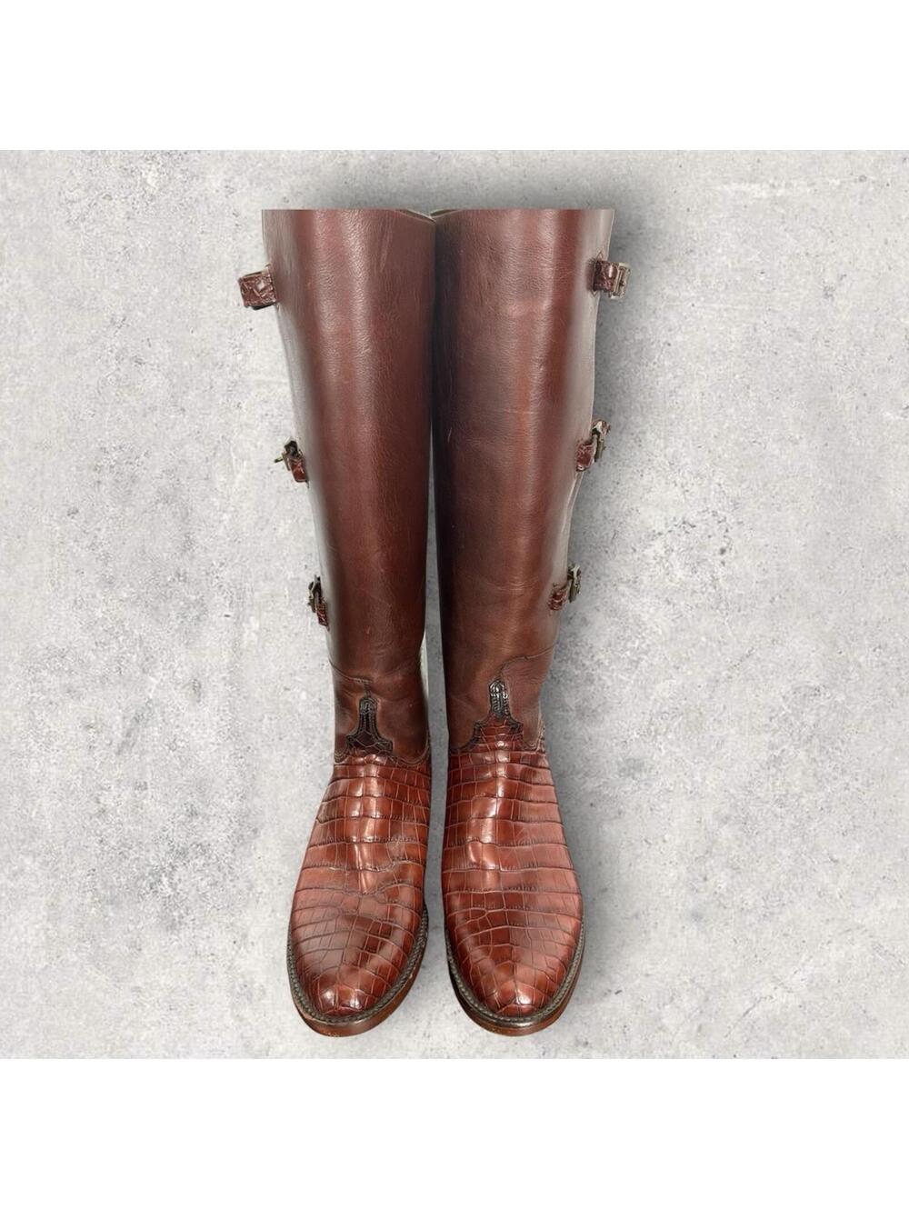 LUCCHESE CLARK POLO RIDING BOOTS WITH NILE CROCODILE BELLY GY4900 SZ 8.5 $3199 - Picture 2 of 10